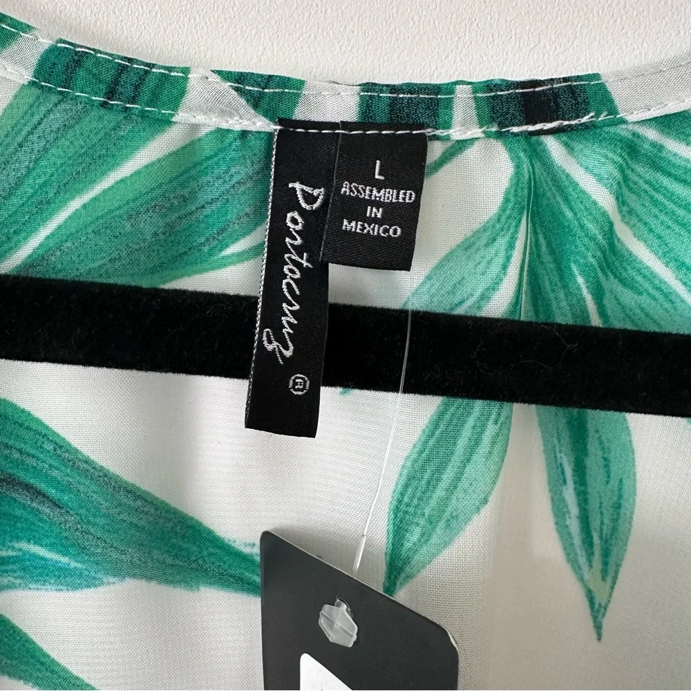 Portocruz Tropical Beach Pool Cover Up Kimono White Blue Green Size L NWT - Picture 2 of 6